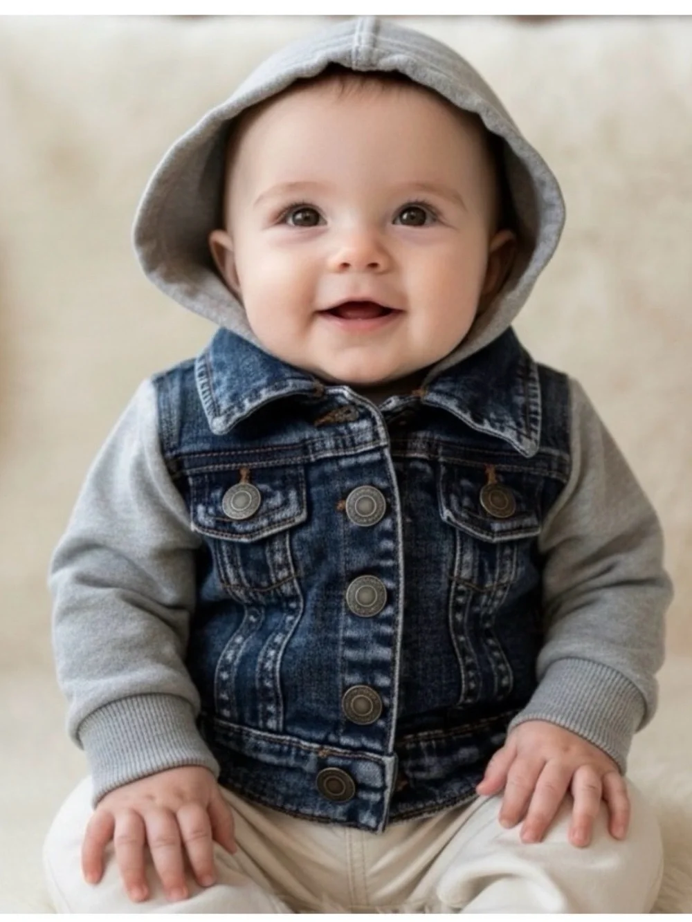Tucker + Tate Denim Jacket with Gray Hood 2T